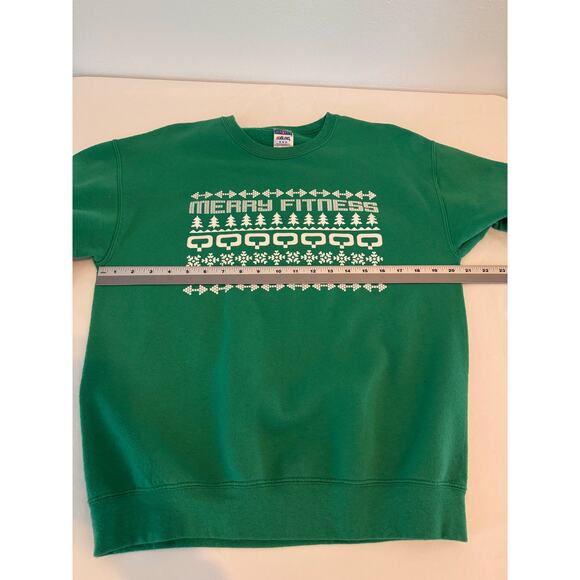 Women's Med Green Pull Over Sweatshirt Festive Holiday Workout Fitness Funny - Picture 7 of 10